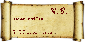 Maier Béla névjegykártya